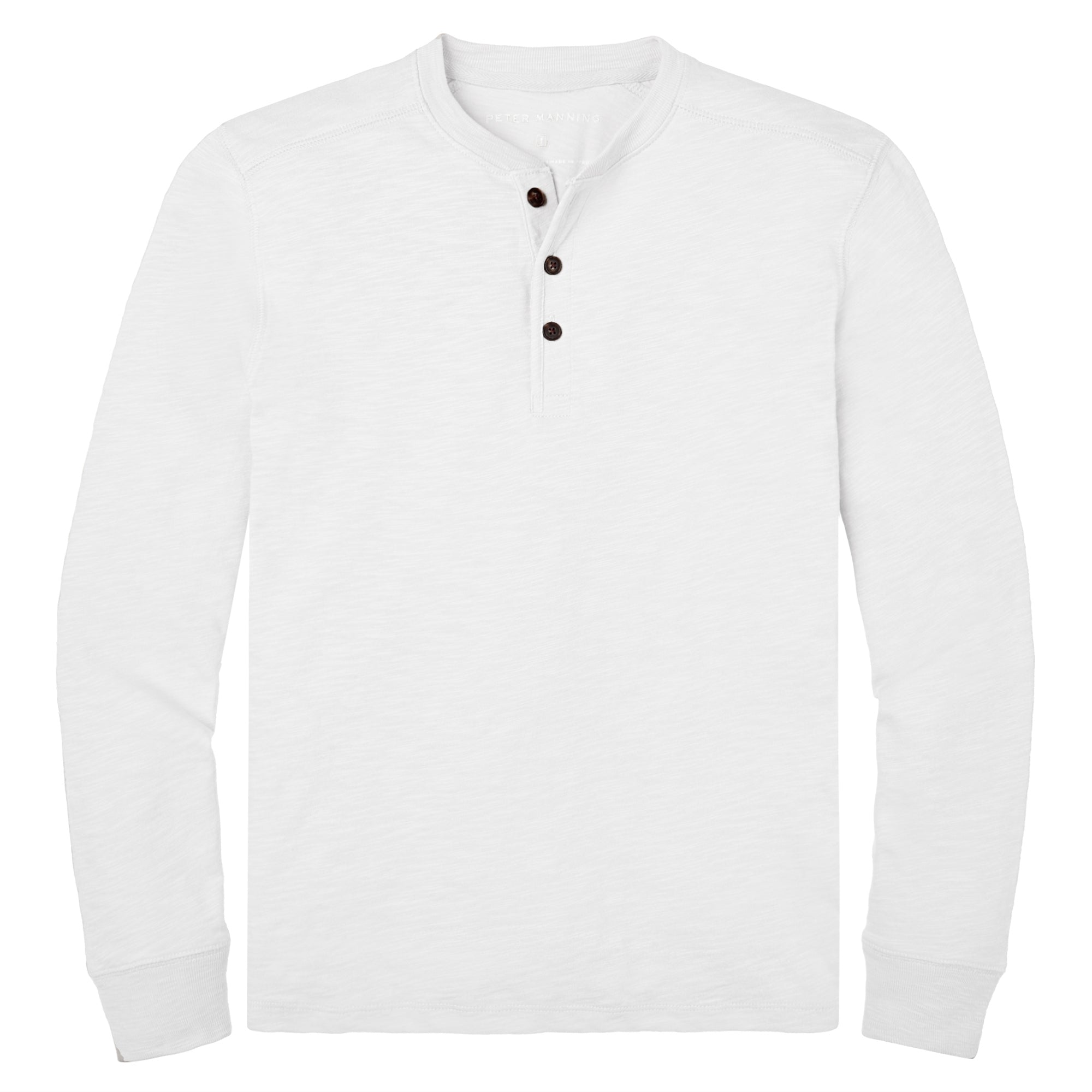Men's Long Sleeve Button Henley - White
