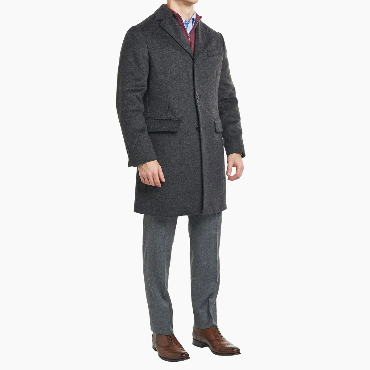 Fulton Wool Cashmere Topcoat, Charcoal | Peter Manning NYC