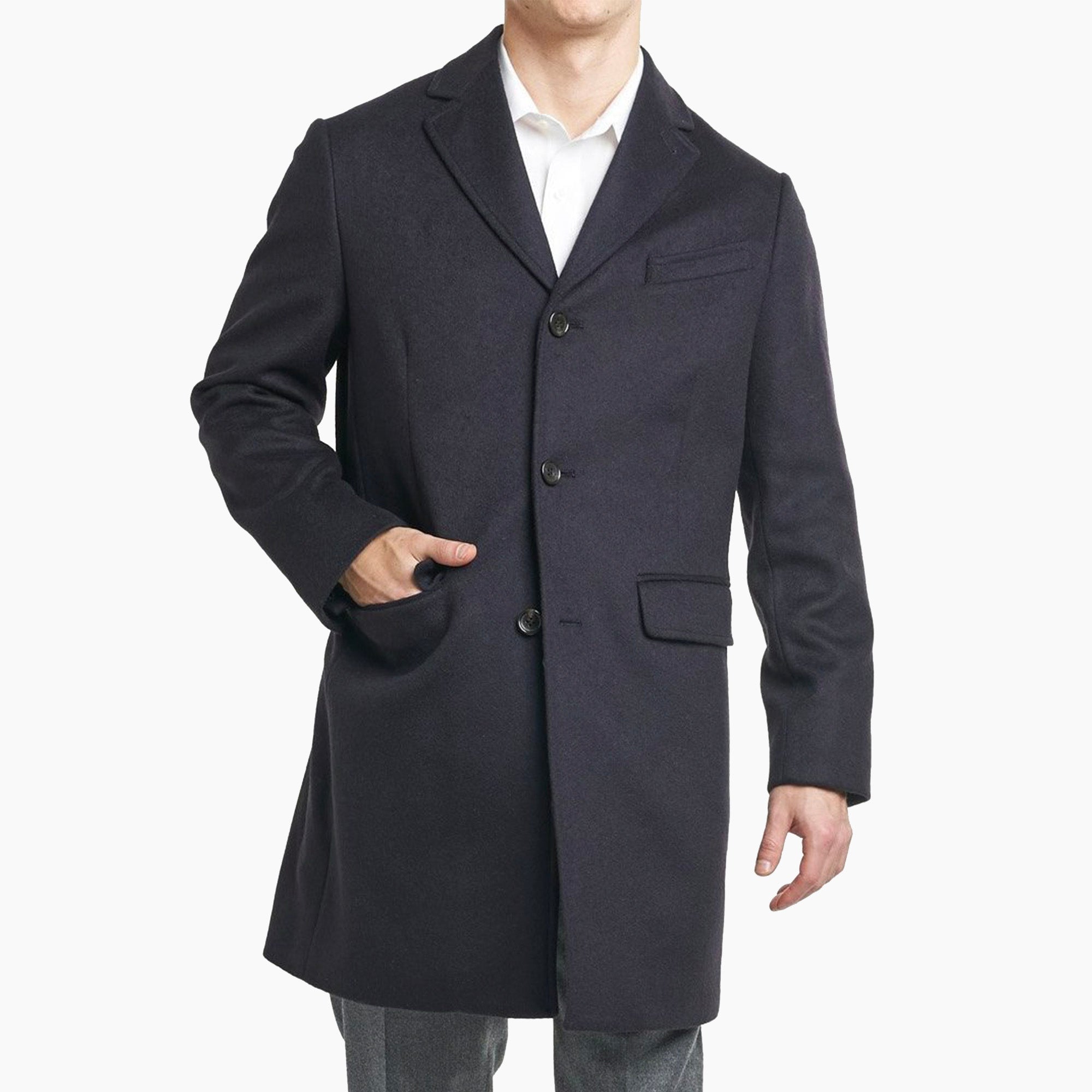 Men's Wool Cashmere Single Breasted Full Length Overcoat Top Coat, Navy, 34  : : Clothing, Shoes & Accessories