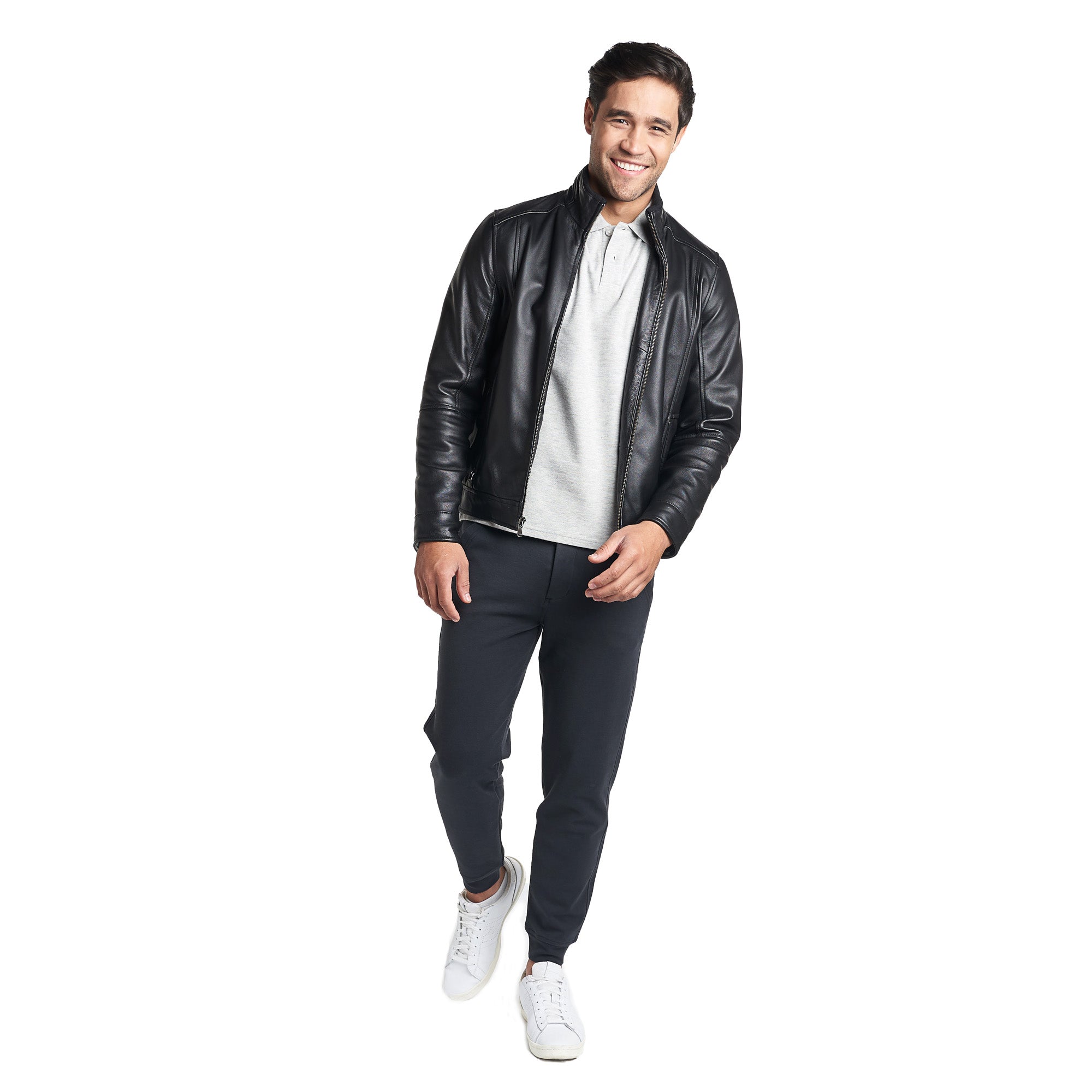 Men's Black Lambskin Slim-Fit Bomber Leather Jacket